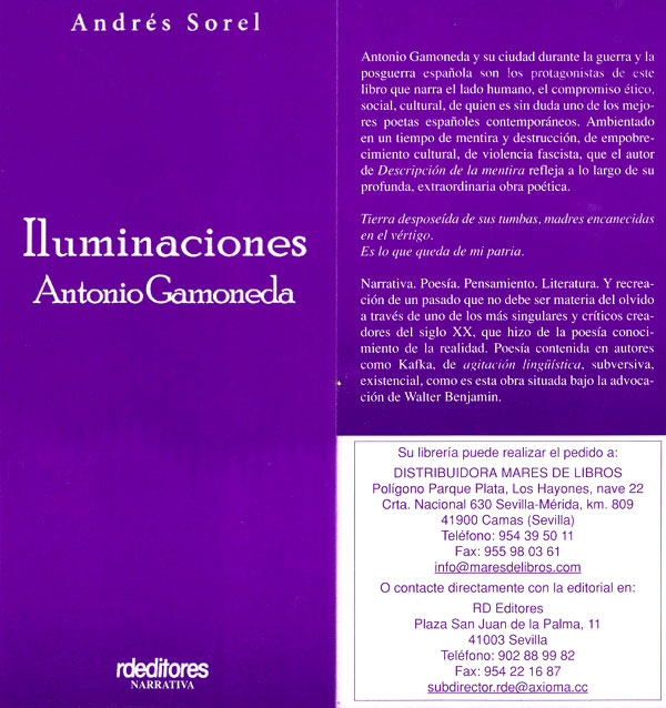 Iluminaciones, Antonio Gamoneda, la nueva novela de Andr&eacute;s Sorel